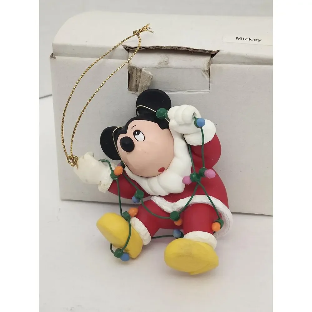 Vintage Disney Mickey Minnie Christmas Ornament Pair Boxed Holiday Tree Set
